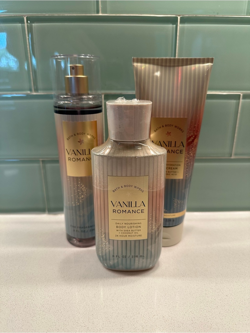 Bath & Body Works Vanilla Romance Lotion & Body Care Trio